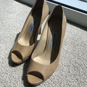 Jimmy choo nude peep toe pumps 36